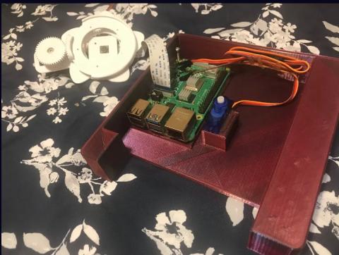 The Eclipse Lamp internals, Raspberry Pi, gears, and 3D-printed shutter housing