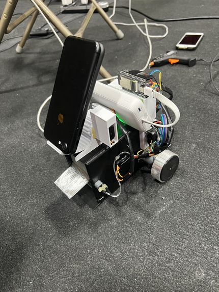 Street Sweeper robot with a phone mounted as its display/camera