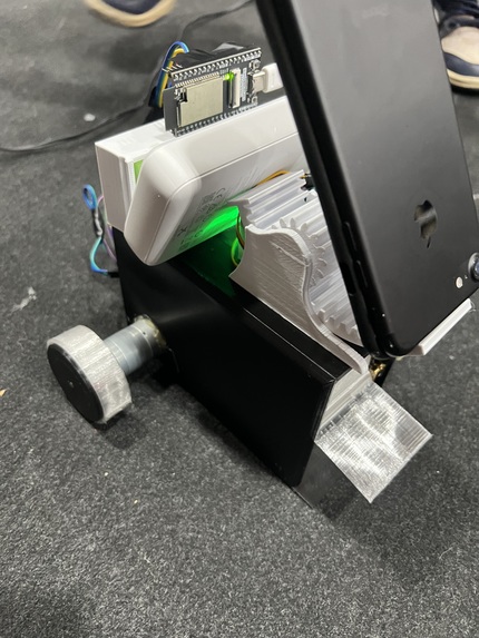 Street Sweeper electronics close-up, ESP32 and wiring visible